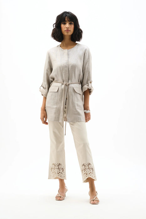 Joseph Ribkoff Champagne Foiled Linen Versatile Jacket 262979