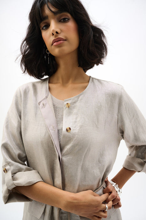 Joseph Ribkoff Champagne Foiled Linen Versatile Jacket 262979