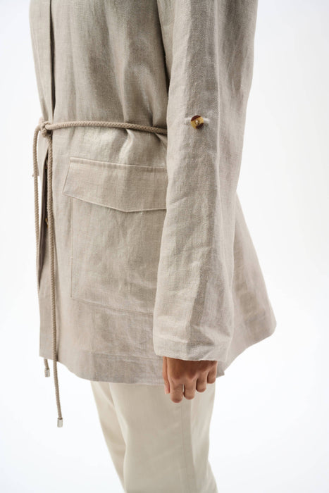 Joseph Ribkoff Champagne Foiled Linen Versatile Jacket 262979