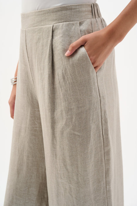 Joseph Ribkoff Champagne Foiled Linen Wide Leg Pants 262947