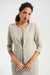 Woman wearing a sparky beige matching tank and jacket from Joseph RIbkoff