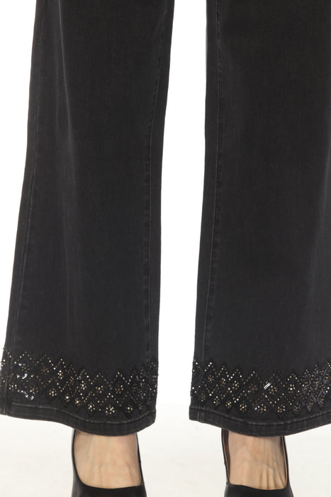 Joseph Ribkoff Charcoal Grey Embellished Wide Leg Jeans 253988