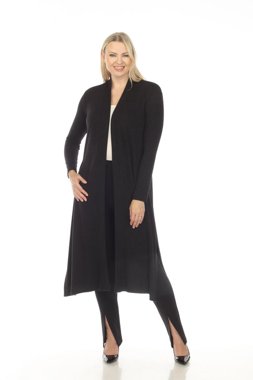 Joseph Ribkoff Style 233246 Charcoal Grey Open Front Knit Longline Cover-Up Jacket