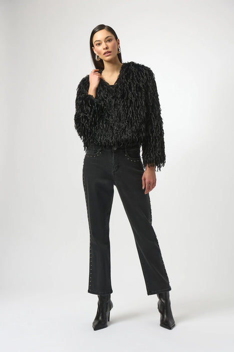 Joseph Ribkoff Charcoal Grey Studded Straight Ankle Jeans 254916