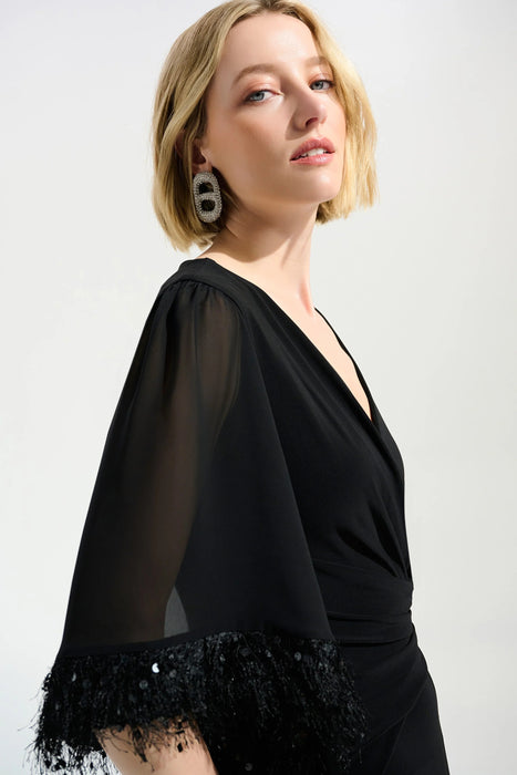 Joseph Ribkoff Chiffon Sleeves Wide Leg Jumpsuit 261761