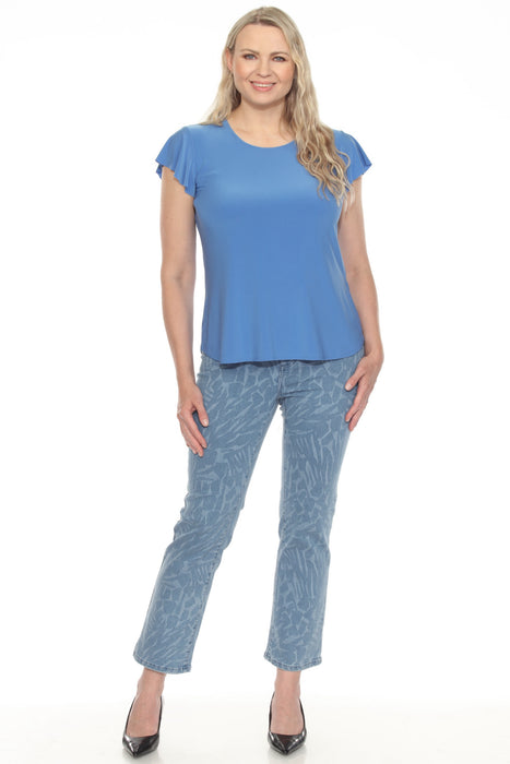 Joseph Ribkoff Short Flutter Sleeve Round Neck Top 251169