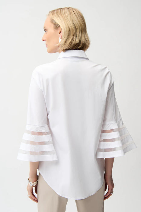 Joseph Ribkoff Stretch Poplin Organza 3/4 Bell Sleeve Top 261933