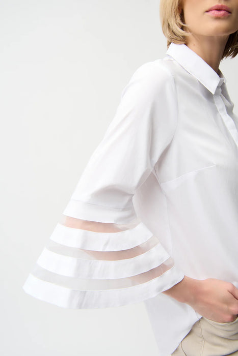 Joseph Ribkoff Stretch Poplin Organza 3/4 Bell Sleeve Top 261933