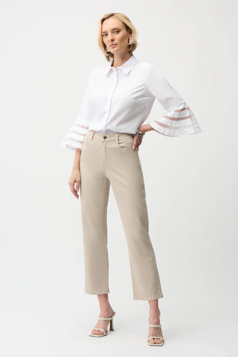 Joseph Ribkoff Stretch Poplin Organza 3/4 Bell Sleeve Top 261933