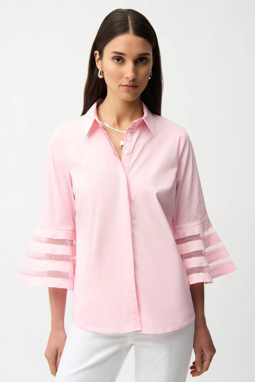 Joseph Ribkoff 261933 Petal Pink Collared Flared 3/4 Bell Sleeve Top