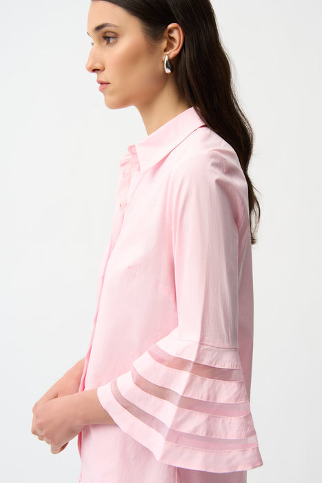 Joseph Ribkoff Stretch Poplin Organza 3/4 Bell Sleeve Top 261933