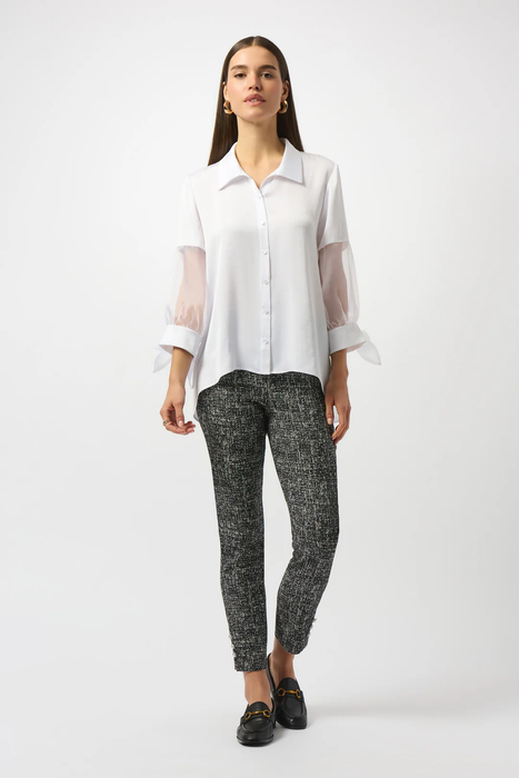 Joseph Ribkoff Collared Front Button Closure 3/4 Sleeve Boxy Top 253213