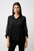 Joseph Ribkoff 253213 Black Collared Front Button Closure 3/4 Sleeve Boxy Top