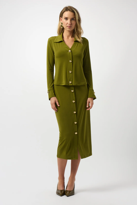 Joseph Ribkoff Collared V-Neck Long Sleeves Fitted Top 253258