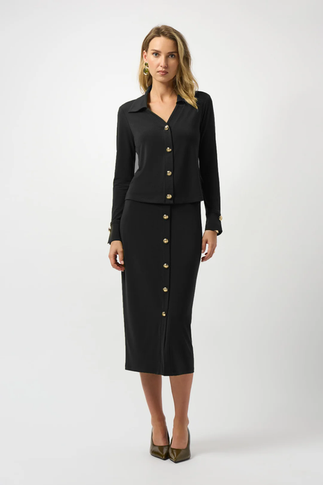 Joseph Ribkoff Collared V-Neck Long Sleeves Fitted Top 253258