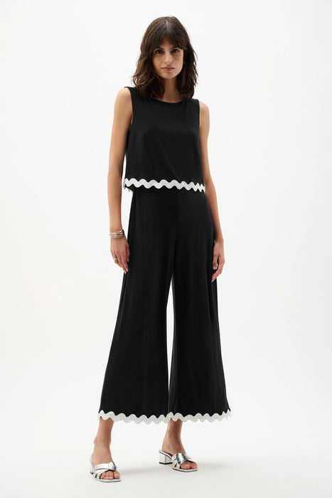 Joseph Ribkoff Contrast Trim Sleeveless Culotte Jumpsuit 262144