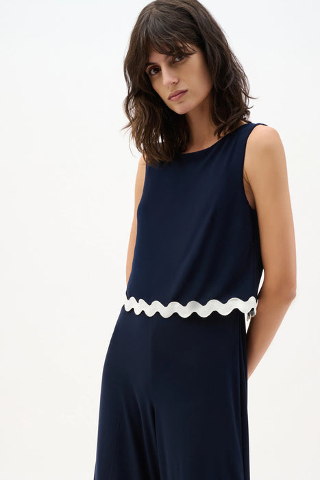 Joseph Ribkoff Contrast Trim Sleeveless Culotte Jumpsuit 262144