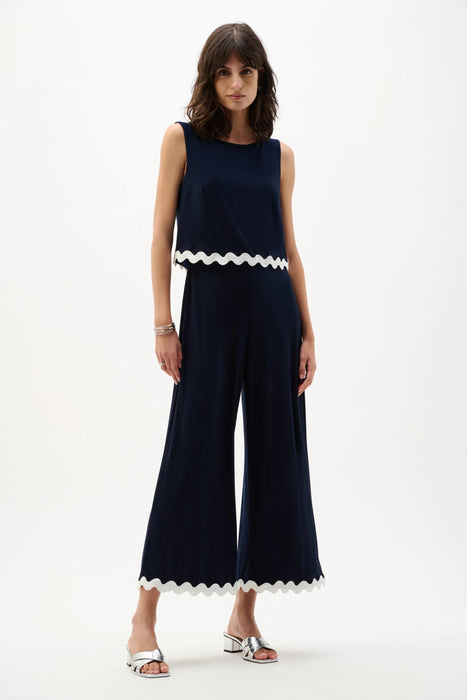 Joseph Ribkoff Contrast Trim Sleeveless Culotte Jumpsuit 262144