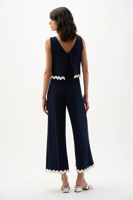 Joseph Ribkoff Contrast Trim Sleeveless Culotte Jumpsuit 262144