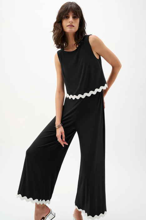 Joseph Ribkoff Contrast Trim Sleeveless Culotte Jumpsuit 262144