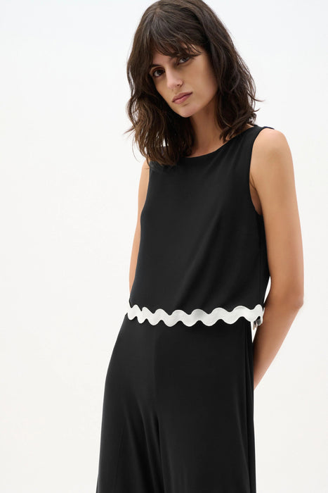 Joseph Ribkoff Contrast Trim Sleeveless Culotte Jumpsuit 262144