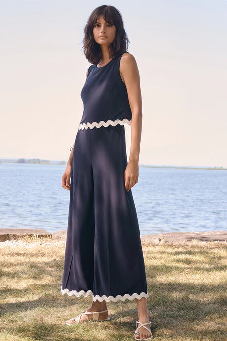 Joseph Ribkoff Contrast Trim Sleeveless Culotte Jumpsuit 262144
