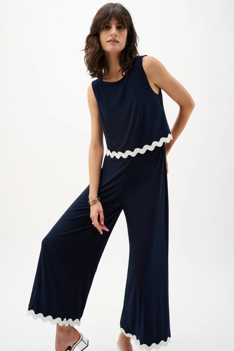 Joseph Ribkoff Contrast Trim Sleeveless Culotte Jumpsuit 262144