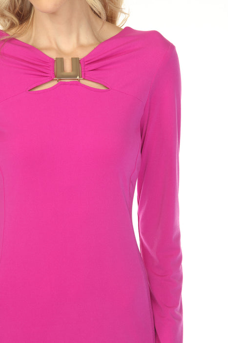 Joseph Ribkoff Cosmos Violet Gathered Keyhole Neck Sheath Dress 253044