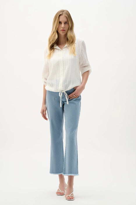 Joseph Ribkoff Blue Striped Flared Crop Denim Jeans 262934