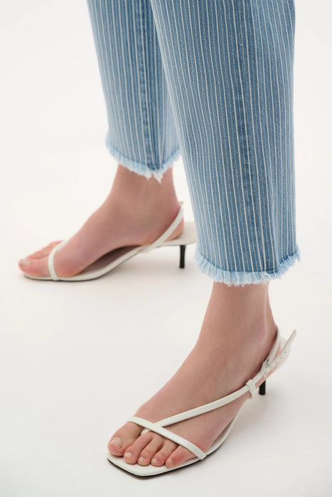 Joseph Ribkoff Blue Striped Flared Crop Denim Jeans 262934