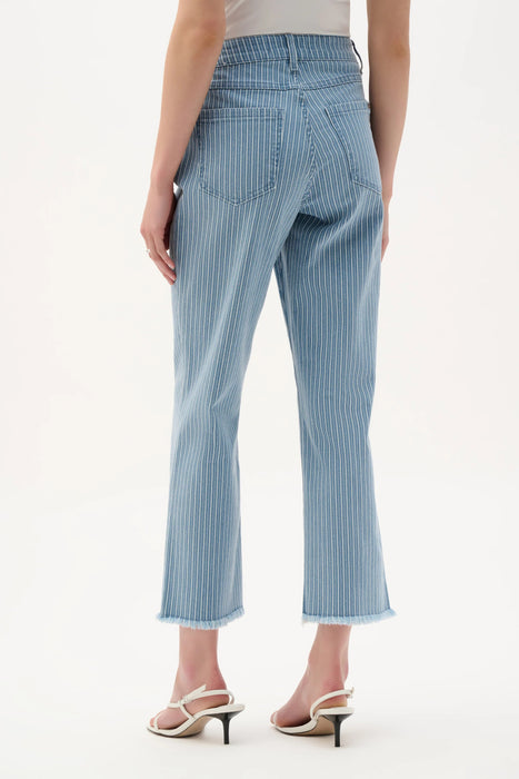 Joseph Ribkoff Blue Striped Flared Crop Denim Jeans 262934