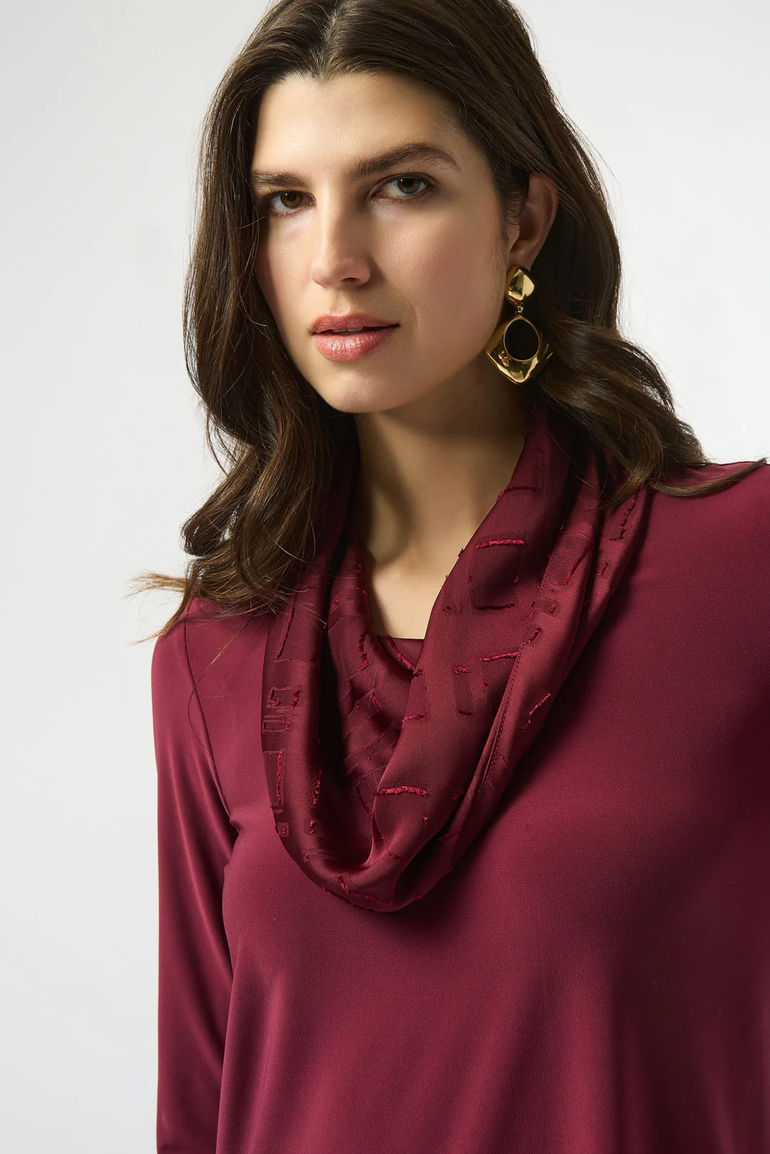 Joseph Ribkoff Sequined Cowl Neck Top