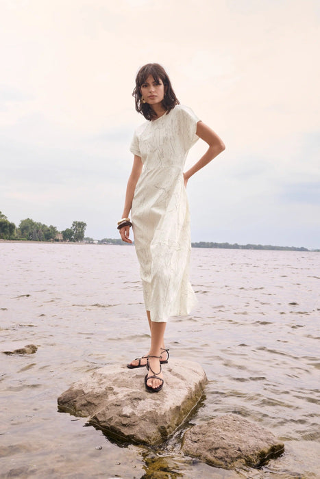 Joseph Ribkoff Cream/Black Abstract Print Midi Cocoon Dress 262116