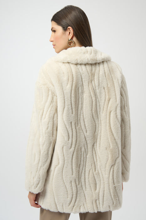 Joseph Ribkoff Cream Double-Breasted Faux Fur Coat 254908