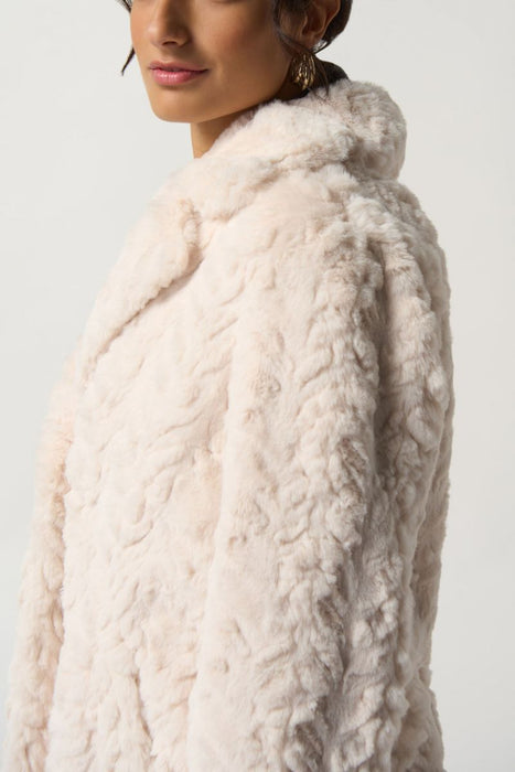 Joseph Ribkoff Cream Faux Fur Single-Button Long Sleeve Coat 233942