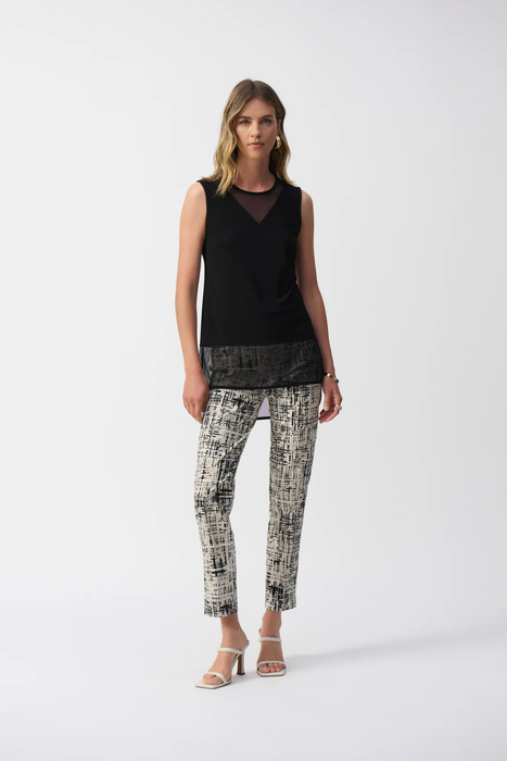Joseph Ribkoff Crew Neck Mesh Sleeveless Hi-Low Top 251091