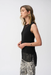 Joseph Ribkoff 251091  Black Crew Neck Mesh Sleeveless Hi-Low Top