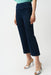 Woman wearing Joseph Ribkoff dark blue knit denim cropped flare pants