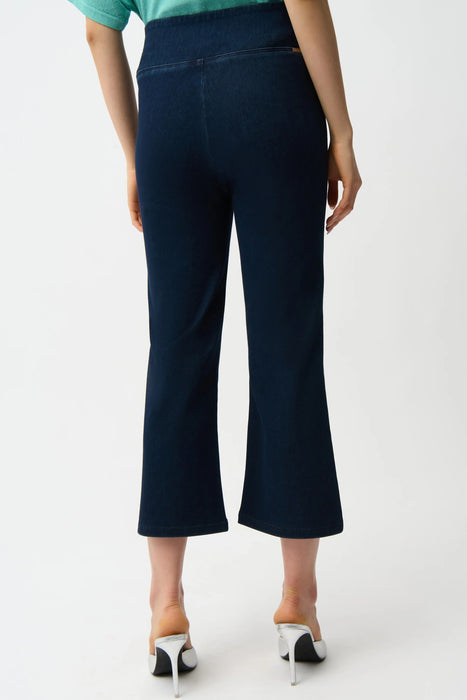 Joseph Ribkoff Dark Blue Knit Denim Cropped Flare Pants 261953