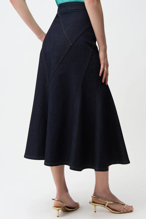 Joseph Ribkoff Dark Blue Denim Midi Flared Jean Skirt 261969