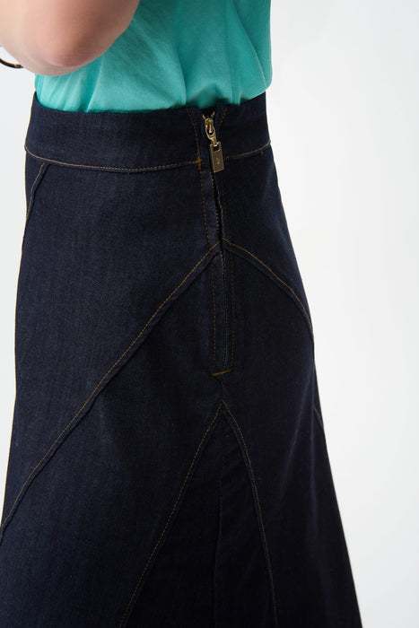 Joseph Ribkoff Dark Blue Denim Midi Flared Jean Skirt 261969