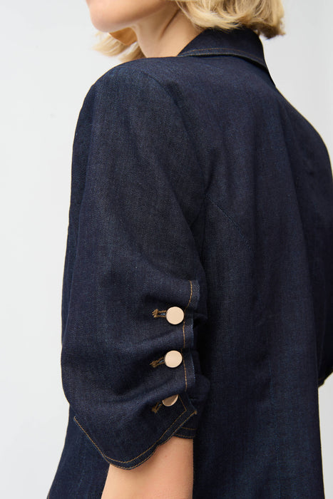 Joseph Ribkoff Dark Blue Denim Puff Sleeve Blazer Jacket 261968