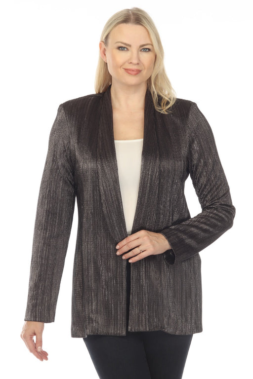 Joseph Ribkoff Style 234219 Dark Grey Metallic Textured Long Sleeve Blazer Jacket