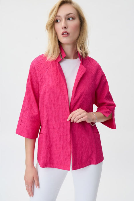 Joseph Ribkoff Style 231142 Dazzle Pink Open Front 3/4 Sleeve Textured Jacket
