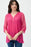 Joseph Ribkoff Style 231056 Dazzle Pink Mesh Overlay 3/4 Roll-Tab Sleeve Top
