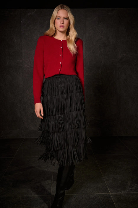 Joseph Ribkoff Deep Cherry Button Front Cashmere Cardigan 254951