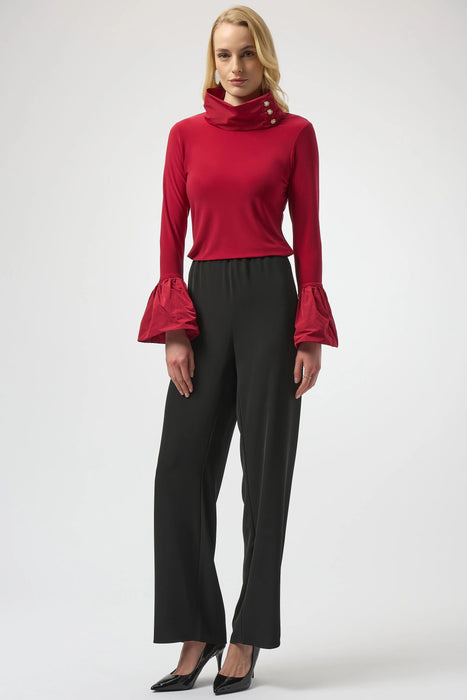 Joseph Ribkoff Deep Cherry Funnel Neck Flounce Sleeve Top 254109