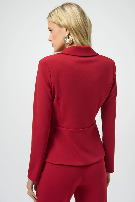 Joseph Ribkoff Deep Cherry Notched Collar Peplum Blazer Jacket 254121