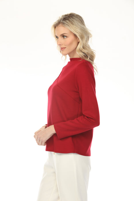 Joseph Ribkoff Deep Cherry Pintuck Mock Neck Top 254034