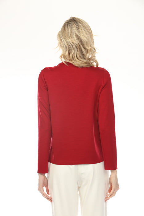 Joseph Ribkoff Deep Cherry Pintuck Mock Neck Top 254034